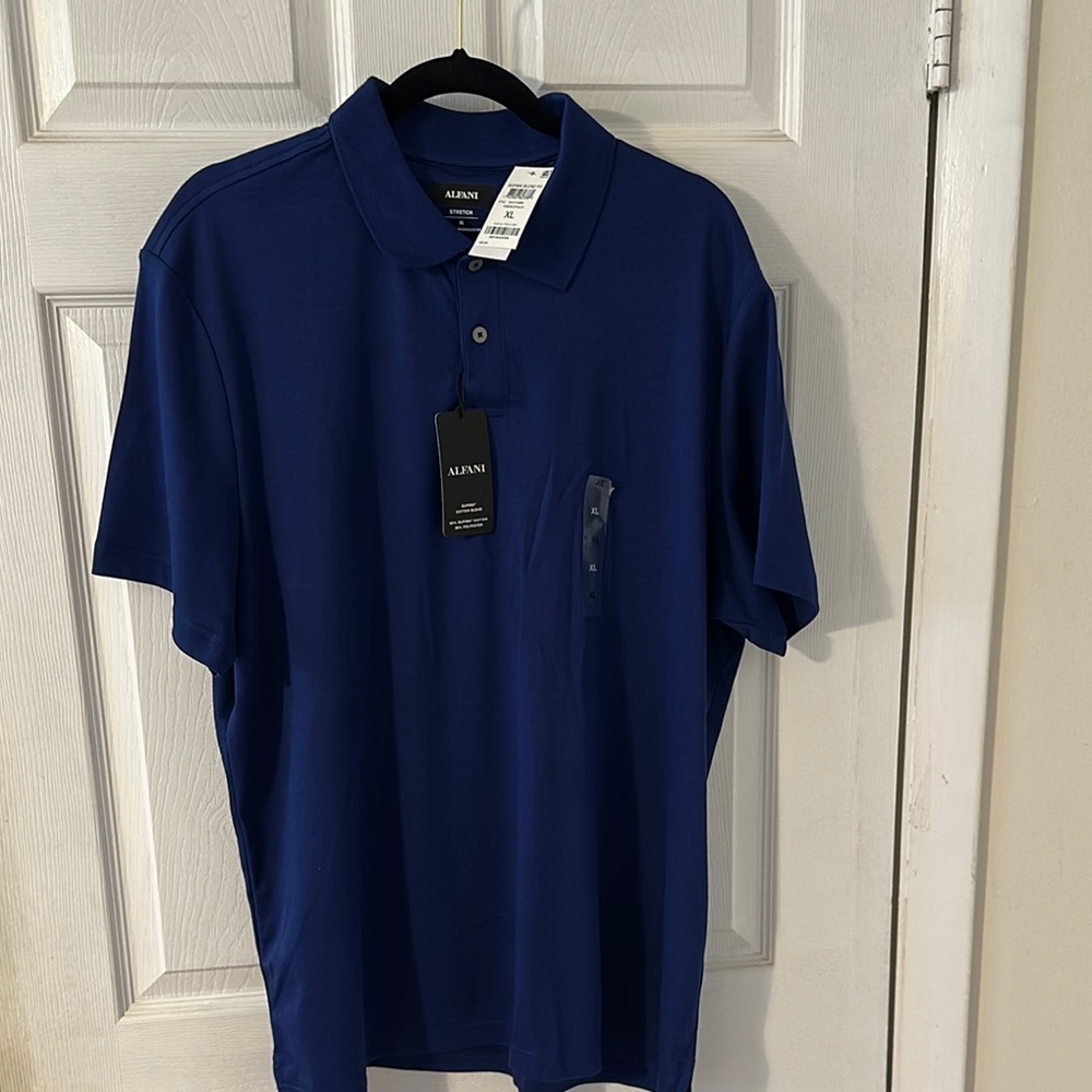 Alfani Blue Polo Shirt Premium Cotton Blend